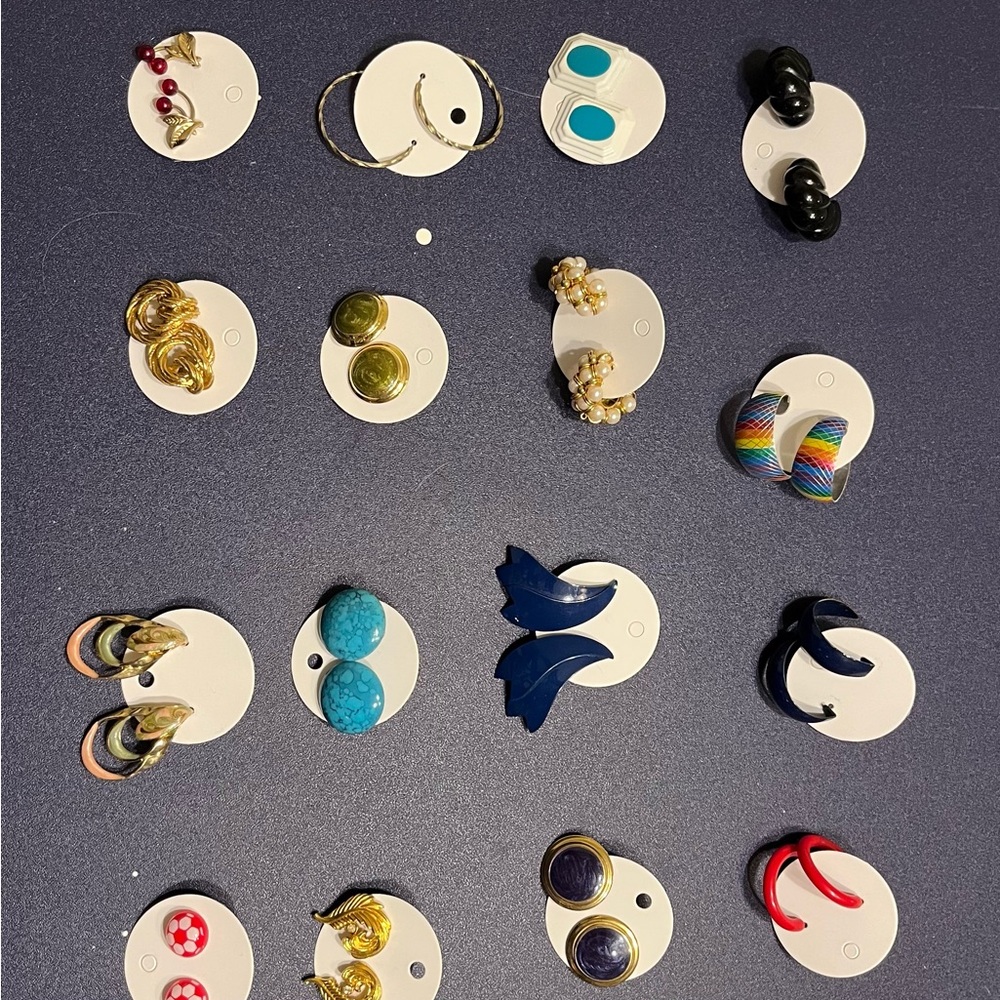 80s lot of Colorful pierced vintage Earrings.